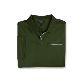 Banana Republic Mens Standard Fit Luxe Touch Cotton Piping Knit Two Button Polo Shirt, (Medium, Tree Grove Green)