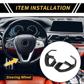 REPAIROCK 1 Set Steering Wheel Cover Trims for Toyota Tundra 2022-2024 Steering Wheel Panel Decor Sticker Carbon Fiber Pattern ABS Black