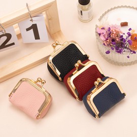 Mini Jewelry Box,Leather Small Jewelry Case Organizer,Women Vintage Leather Coin Purse Jewelry Case with Kiss Lock,Girls Travel Jewelry Box for Earring,Ring (BLUE)