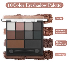 Xumann Smokey Eyeshadow Palette, 10 Eye Shadow Shades Grey Eyeshadow Palette For Women, Wateerproof Dark Eyeshadow Palette Long Lasting Black Eye Shadow