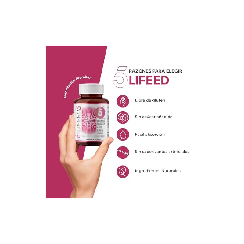 LIFEED5 Cardo Mariano Diente de León Cúrcuma| 60 cápsulas |
