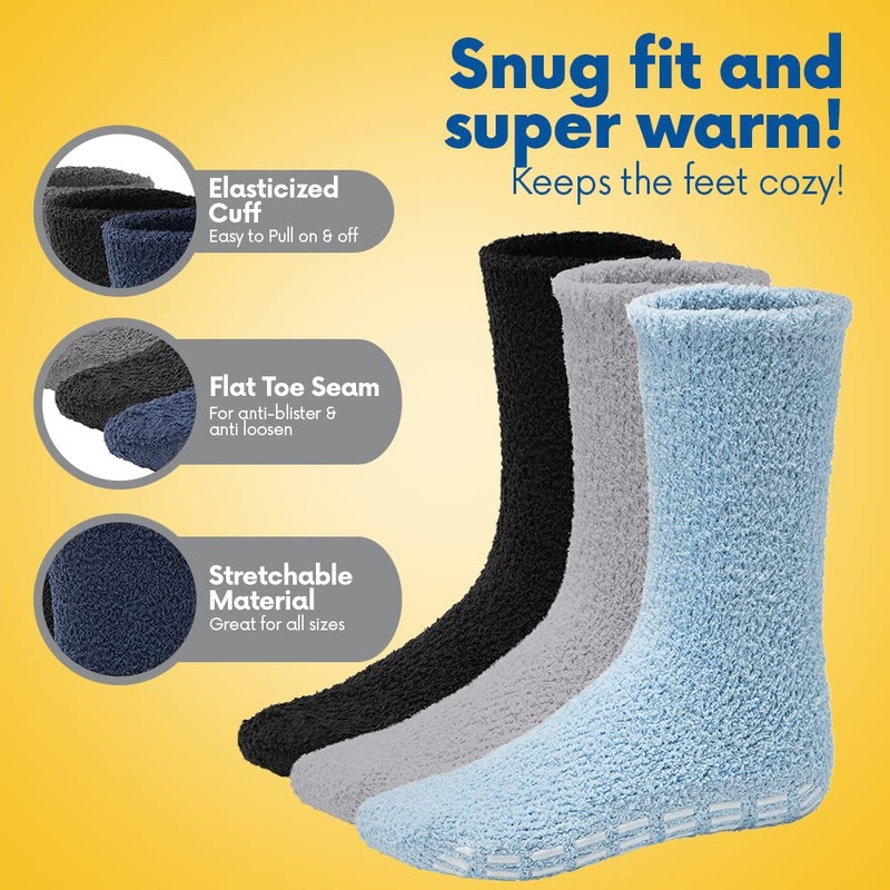 5/6 Pairs Mens Fuzzy Socks Grip Socks Microfiber Plush Sleeping