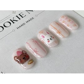 ⭐️ [Bunny Bear Picnic Nail] ⭐️ - Long Oval / ⭐️ [버니베어 소풍 네일] ⭐️ - 롱오발