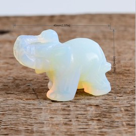 YGLINE Healing Crystal Stones Opal Elephant Figurines Reiki Gemstone Crafts Statues Elephant Gifts Collectible Decor for Home Office Desk(Elephant-Opal)