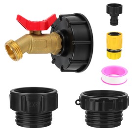 275-330 Gallon IBC Tote Tank Adapter,3-Size IBC Tote Adapter, 2.44" Fine、2 "Fine, and 2" Coarse Thread,1/2" Male NPT Inlet ×3/4" Male GHT Threaded Brass Hose Faucet Garden Hose Connector