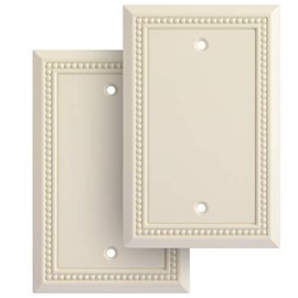 Sunken Pearls Decorative Wall Plate Switch Plate Outlet Cover, Durable Solid Zinc Alloy (Single Blank 2PK, Light Almond)