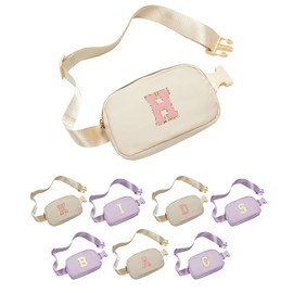 Funky Junque Initial Fanny Pack, Trendy Crossbody Belt Bag Gifts for Girls, Kids, Teens, Daughter, Sister - Purse for 4, 5, 6, 7, 8, 9, 10, 11, 12, 13 Year Olds - Cream - Letter H