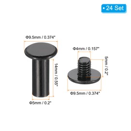 PATIKIL 24 Sets Chicago Screws, 14mm l Chicago Screws Phillips Binding Post Screw Bolts Leather Rivets Fasteners Connectors for Leather Belt Scrapbook Photo Albums, Black