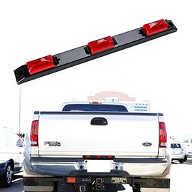 iJDMTOY OEM-Spec Red Lens 9-LED Rear Truck Bed Mounted Center Tailgate Running Light Bar, Compatible with 1999-2010 Ford F-250 F-350 F-450 DRW, Also Fit Other Truck/Pickup