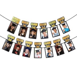 Banner de fotos de graduación para decoraciones de fiesta 2024 2025 – Banner de fotos de jardín de infantes a 12 ° grado para suministros de fiesta de graduación de escuela secundaria y universidad,