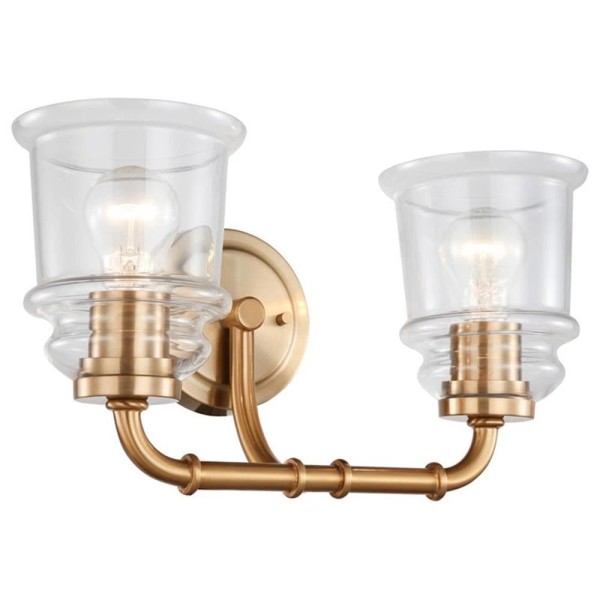 Woodbridge Lighting Elliot 2-Light Transitional Metal Bath in Brass