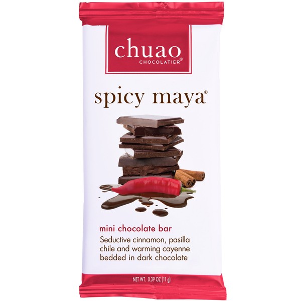 Chuao Chocolatier Spicy Maya Dark Chocolate Mini Bars | Gourmet Chocolate Cinnamon Cayenne Artisan European No Preservatives | For Gift Baskets, Christmas, Valentines Day, Gifts for Women, Men, Birthday, Thank You, Care Package | 24 Pack