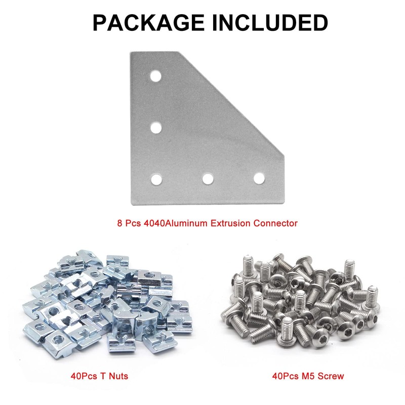 Seekliny 8pcs 4040 L Corner Bracket Joining Plate T Slotted