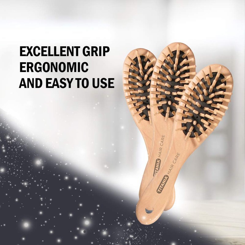 Titania 6 Row Wooden Pneumatic Brush with Wooden Bristles Pack of