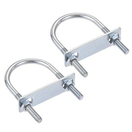 sourcing map Set of 2 M8 round U-bolts, U-bolts, U-bolts, steel 55 mm, inner width 100 mm, length with nut frame and fasteners