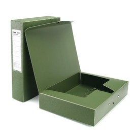 DONGLI Pack of 2 A4 Archive Boxes, Archive Box with 65 mm Wide Spine, A4 Document Box with Metal Clamp for Office, Green