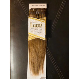 Lumi clip in human hair extensions 7 pieces double weft color #6 light brown