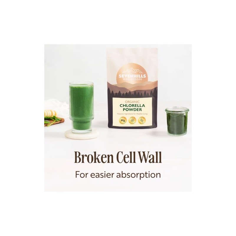 Sevenhills Wholefoods Organic Chlorella Powder 400g, Broken Cell Wall, High