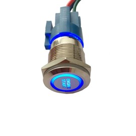 ESUPPORT 12V Car Vehicle Blue LED Light Headlight Push Button Metal Toggle Switch Socket Plug 19mm Engine Start