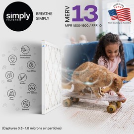 Simply 12x24x1 Air Filter, Merv 13, MPR 1500, 4 Pack, For Home AC Furnace & HVAC (Actual Size: 11.75"x23.75"x0.75") DUST, Pet, & Allergy Control