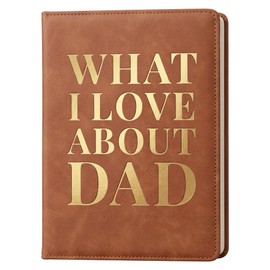 YOELOVE What I Love About Dad Leather Book – A Fill-In-The-Blank Keepsake Gift Journal with 30 Prompts for Dad Birthday Father's Day Christmas