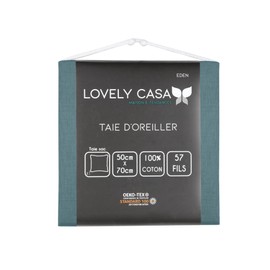 STOF - Pillowcase Size 50 x 70 cm, 100% Cotton, Oeko-Tex Certified, Excellent Quality, Eucalyptus Colour, Eden Model, Bed Linen, Soft and Comfortable, Unisex