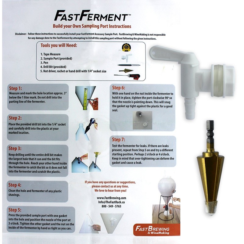 FastRack Ferment Sampling Port Fermenter Spigot with Custom Drill Bit