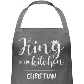Geschenk mit Namen personalisiert by Shirtracer - Apron - Cooking Apron Men - King of the Kitchen with Name, 2 anthracite