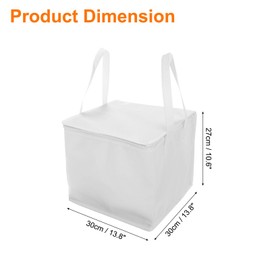 sourcing map Insulated Reusable Grocery Bags with Zippers, Collapsible Cooler Bags Washable Food Shopping Bags for Hot/Cold Food Groceries Travel Beach (White, 12"x12"x10.6")