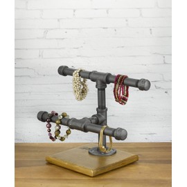 Jewelry Display Rack - Small 2-Tier Industrial Style Pipe