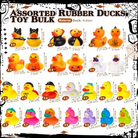 Leyndo 100 Packs Christmas Party Favors Rubber Ducks Assorted Rubber Ducks Toy Bulk Mini Rubber Duck 2'' Floater Duck for Kids Trick or Treat Supplies Goodie Bag Fillers Holiday Decorations