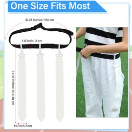 Junkin 6 Players Flag Football Belts and Flags Set Adjustable Football Belt with 3 Flags Per Belt for Kids Teens Adults (White)