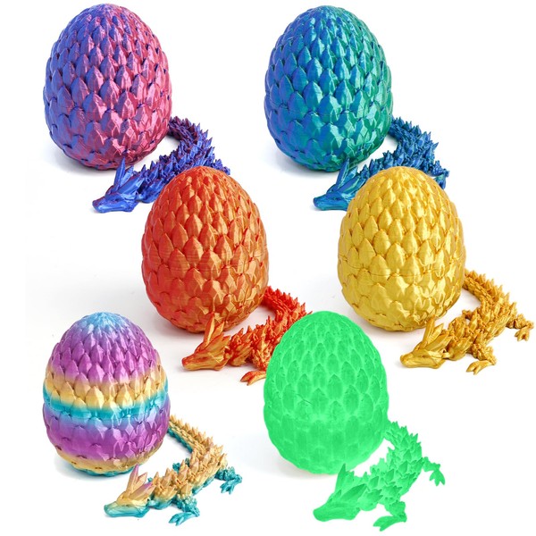 Flavery 6 Pack 3D Printed Dragon in Egg - Mini