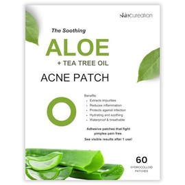 Parches para los granos de acné (60 unidades, 1 tamaño) – Parche hidrocoloide invisible para el acné con aloe y aceite de árbol de té
