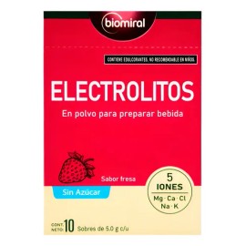 Electrolitos Polvo Fresa 10 Sob D 5g Para 667ml Cu Biomiral                                                                                           