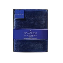 ROYAL VELVET Luxe Faux Rabbit Fur Navy Blue 60x70 Throw in Gift Box