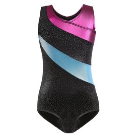 flexdans Gymnastics Leotards for Girls Sleeveless Gymnastics Leotard Shiny Gymnastics Jersey Classic Children's Gymnastics Leotard, black