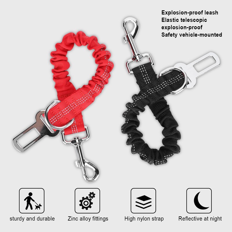 2pcs Pets Car Seat Belt Retractable Dog Leash Explosionproof Nylon