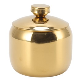Sugar Cube Holder,Seasoning Box Stainless Steel Gold Salt Cellar with Lid Container Jar,Sugar Cube Container for Seasoning Condiment Spice Salt Sugar Pepper (gold)(No spoon)