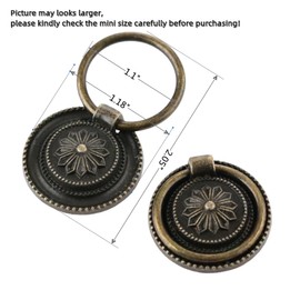 dophee 2Pcs Small Vintage Style Cabinet Drawer Handle Knob Antique Bronze Ring Pull for Cupboard Dresser Door, 30mm/1.18"