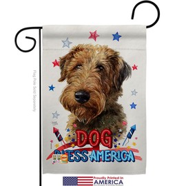 Breeze Decor Patriotic Welsh Terrier Garden Flag Set with Stand Animals Dog Puppy Spoiled Paw Canine Fur Pet Nature Farm Animal Creature Small Decorative Gift Yard House Banner Made in USA 13 X 18.5
