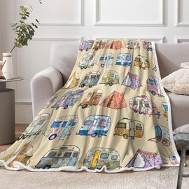 Manta de camping, manta para caravana, regalos de camping, franela suave, esencial para camping, accesorios de camping para campistas, artículos imprescindibles para cama, sofá, decoración de 60 x 70