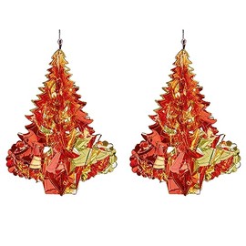 Foil Ceiling Decorations Red / Gold Christmas 2 Tone - Set 2 40cm Tree Christmas Decorations