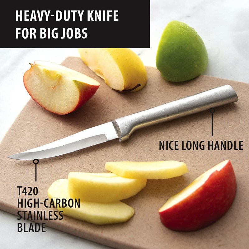 Rada Cutlery Heavy Duty Paring Knife, Silver Handle, Pack of