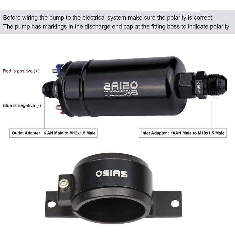 OSIAS External Fuel Pump EFI 380LH 1000HP High Flow 12V