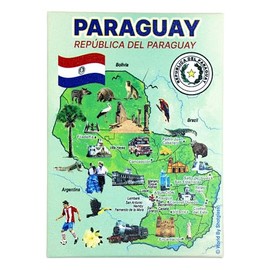 Paraguay Graphic Map and Attractions Souvenir Fridge Magnet 2.5" X 3.5"