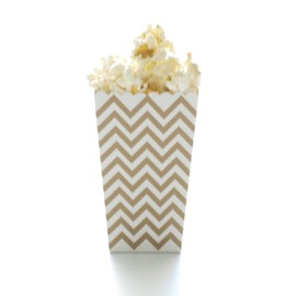 Gold Chevron Popcorn Boxes (12 Pack) - Metallic Zig Zag Open Top Movie Theater Style Popcorn Cartons for Wedding Favors & Candy Buffets