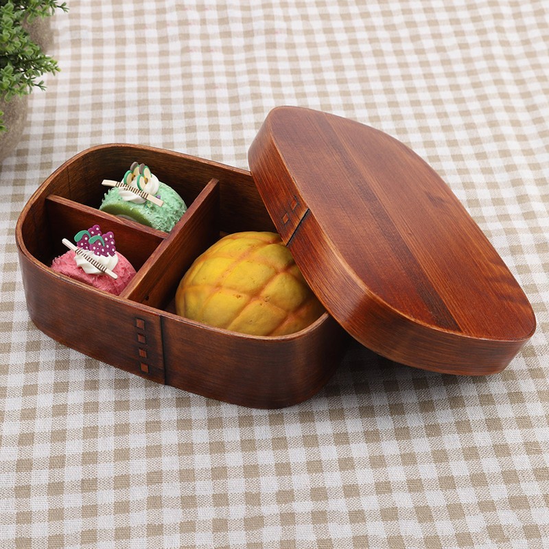 Vintage Natural Wooden Lunch Containers Box Wood Bento Boxes 18*12*5.5cm
