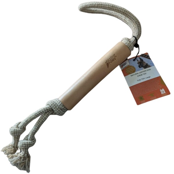 BlazingPaws® Natural Leather Dog Tug Toy, Chew Toy in Premium