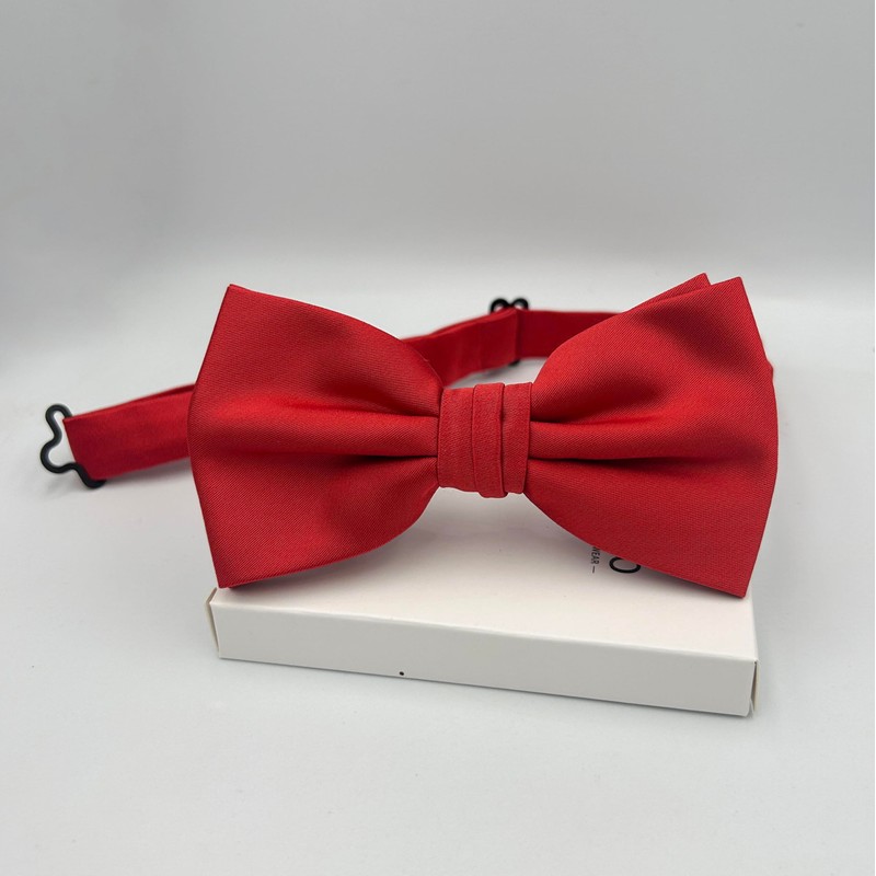 BEWDIO Adjustable Red Bow Ties for Men, Solid Color Pre-Tied